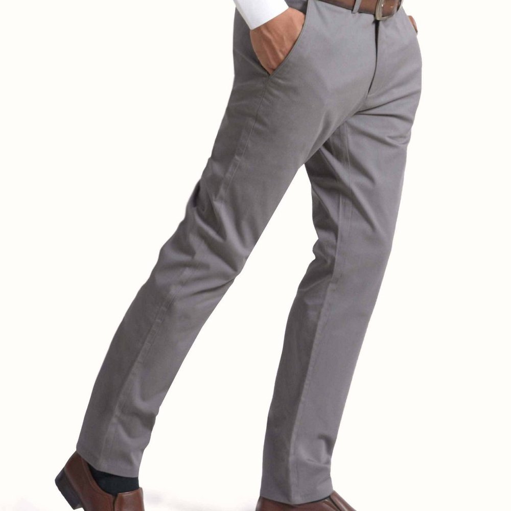 OLGYN Haruto Slim Fit Stretch Gray Chino Pant - Picture 3 of 4